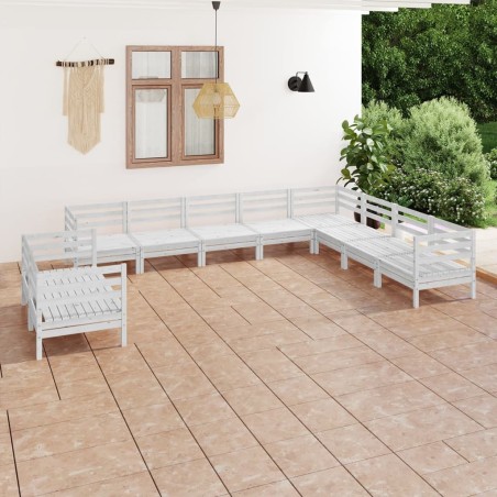 vidaXL 10-tlg. Garten-Lounge-Set Massivholz Kiefer Weiß