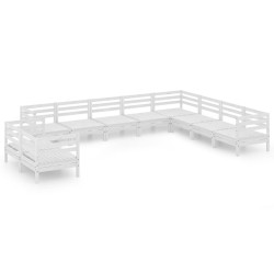 vidaXL 10-tlg. Garten-Lounge-Set Massivholz Kiefer Weiß