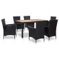 7-tlg. Garten-Essgruppe mit Auflagen Poly Rattan Schwarz 7-tlg. Garten-Essgruppe mit Auflagen Poly Rattan Schwarz