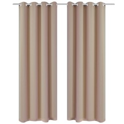 Verdunkelungs-Vorhänge mit Metallringen 135 x 245 cm Creme blackout