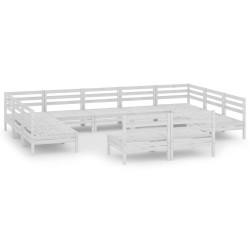 vidaXL 11-tlg. Garten-Lounge-Set Weiß Massivholz Kiefer
