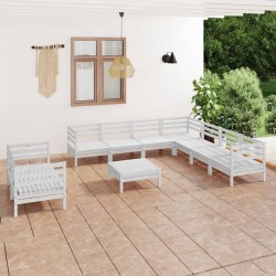 vidaXL 10-tlg. Garten-Lounge-Set Massivholz Kiefer Weiß