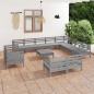 vidaXL 13-tlg. Garten-Lounge-Set Massivholz Kiefer Grau vidaXL 13-tlg. Garten-Lounge-Set Massivholz Kiefer Grau