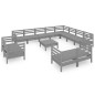 vidaXL 13-tlg. Garten-Lounge-Set Massivholz Kiefer Grau vidaXL 13-tlg. Garten-Lounge-Set Massivholz Kiefer Grau