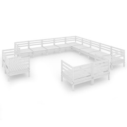 vidaXL 13-tlg. Garten-Lounge-Set Massivholz Kiefer Weiß