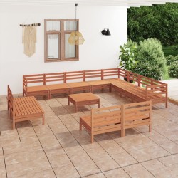 vidaXL 13-tlg. Garten-Lounge-Set Massivholz Kiefer Honigbraun