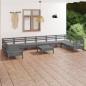 vidaXL 11-tlg. Garten-Lounge-Set Grau Massivholz Kiefer vidaXL 11-tlg. Garten-Lounge-Set Grau Massivholz Kiefer