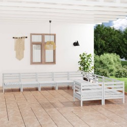 vidaXL 10-tlg. Garten-Lounge-Set Weiß Massivholz Kiefer