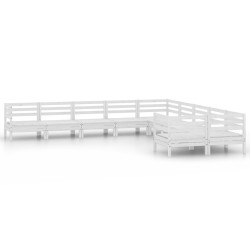 vidaXL 10-tlg. Garten-Lounge-Set Weiß Massivholz Kiefer