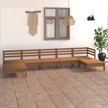 vidaXL 7-tlg. Garten-Lounge-Set Honigbraun Massivholz Kiefer