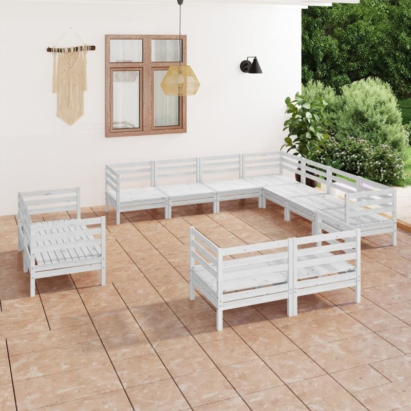 vidaXL 11-tlg. Garten-Lounge-Set Massivholz Kiefer Weiß vidaXL 11-tlg. Garten-Lounge-Set Massivholz Kiefer Weiß