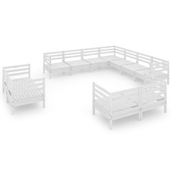 vidaXL 11-tlg. Garten-Lounge-Set Massivholz Kiefer Weiß