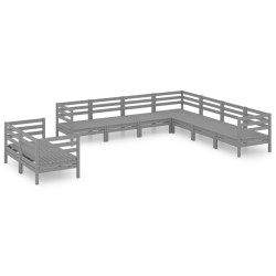 vidaXL 9-tlg. Garten-Lounge-Set Massivholz Kiefer Grau
