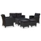 vidaXL 6-tlg. Garten-Sofagarnitur mit Auflagen Poly Rattan Schwarz vidaXL 6-tlg. Garten-Sofagarnitur mit Auflagen Poly Rattan Schwarz