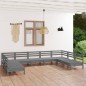vidaXL 9-tlg. Garten-Lounge-Set Grau Massivholz Kiefer vidaXL 9-tlg. Garten-Lounge-Set Grau Massivholz Kiefer