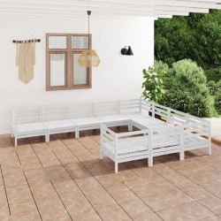 vidaXL 10-tlg. Garten-Lounge-Set Weiß Massivholz Kiefer