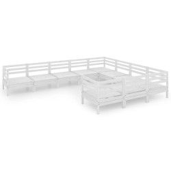 vidaXL 10-tlg. Garten-Lounge-Set Weiß Massivholz Kiefer