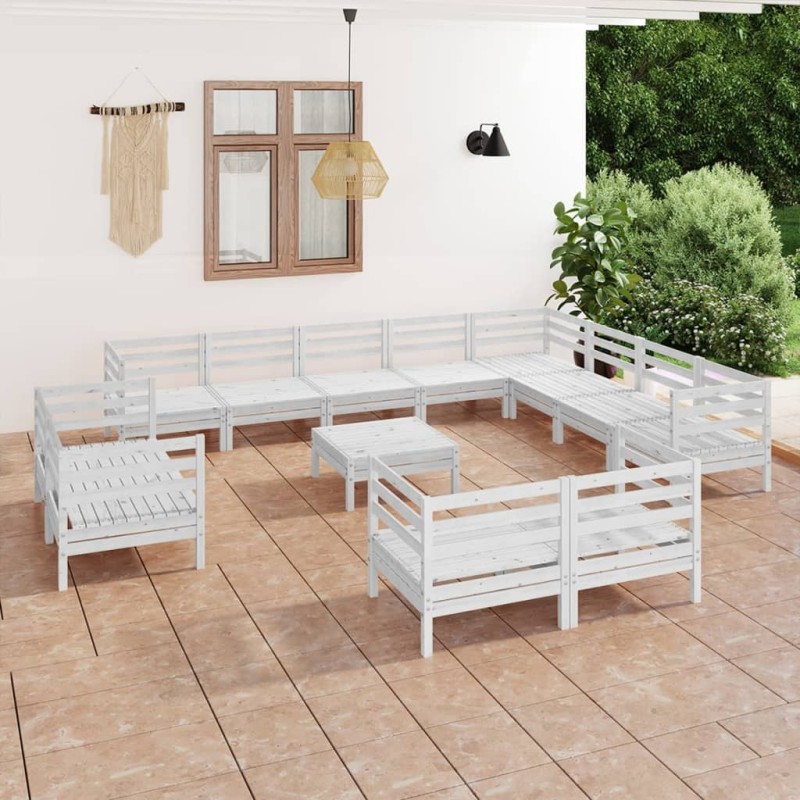 vidaXL 13-tlg. Garten-Lounge-Set Massivholz Kiefer Weiß vidaXL 13-tlg. Garten-Lounge-Set Massivholz Kiefer Weiß