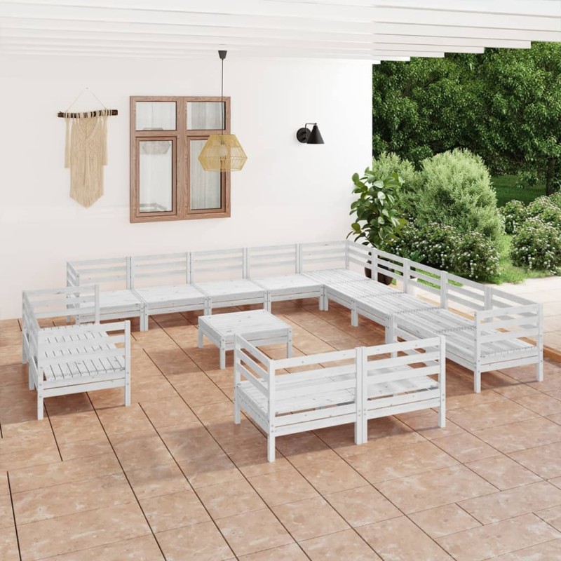 vidaXL 14-tlg. Garten-Lounge-Set Massivholz Kiefer Weiß vidaXL 14-tlg. Garten-Lounge-Set Massivholz Kiefer Weiß