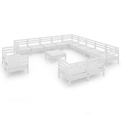 vidaXL 14-tlg. Garten-Lounge-Set Massivholz Kiefer Weiß