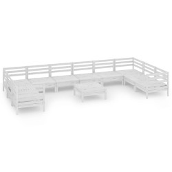 vidaXL 11-tlg. Garten-Lounge-Set Weiß Massivholz Kiefer