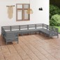 vidaXL 9-tlg. Garten-Lounge-Set Grau Massivholz Kiefer vidaXL 9-tlg. Garten-Lounge-Set Grau Massivholz Kiefer