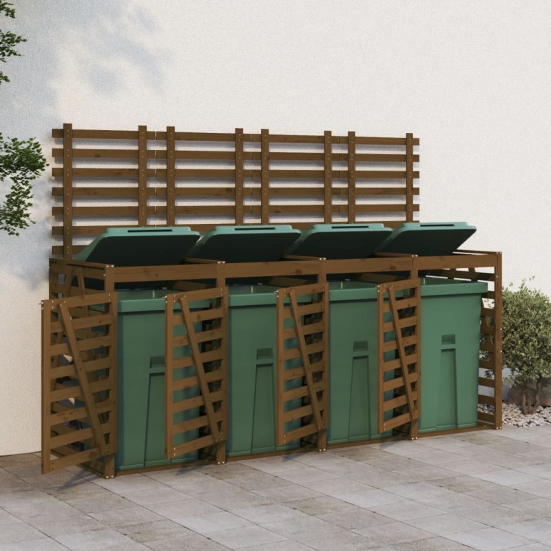 vidaXL Mülltonnenbox für 4 Tonnen Honigbraun Massivholz Kiefer vidaXL Mülltonnenbox für 4 Tonnen Honigbraun Massivholz Kiefer
