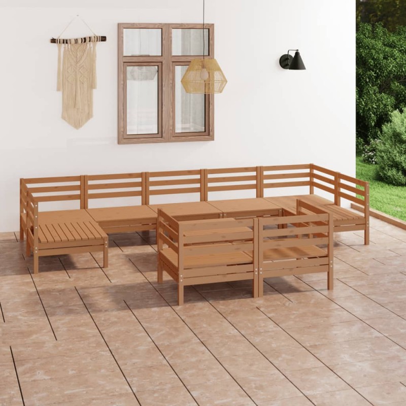 vidaXL 10-tlg. Garten-Lounge-Set Honigbraun Massivholz Kiefer vidaXL 10-tlg. Garten-Lounge-Set Honigbraun Massivholz Kiefer