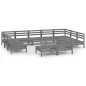 vidaXL 11-tlg. Garten-Lounge-Set Grau Massivholz Kiefer vidaXL 11-tlg. Garten-Lounge-Set Grau Massivholz Kiefer