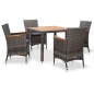 5-tlg. Garten-Essgruppe mit Auflagen Poly Rattan Grau 5-tlg. Garten-Essgruppe mit Auflagen Poly Rattan Grau