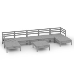 vidaXL 8-tlg. Garten-Lounge-Set Grau Massivholz Kiefer