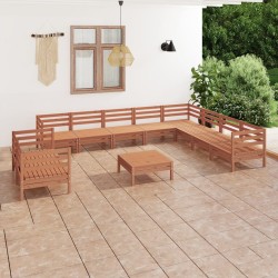 vidaXL 11-tlg. Garten-Lounge-Set Massivholz Kiefer Honigbraun