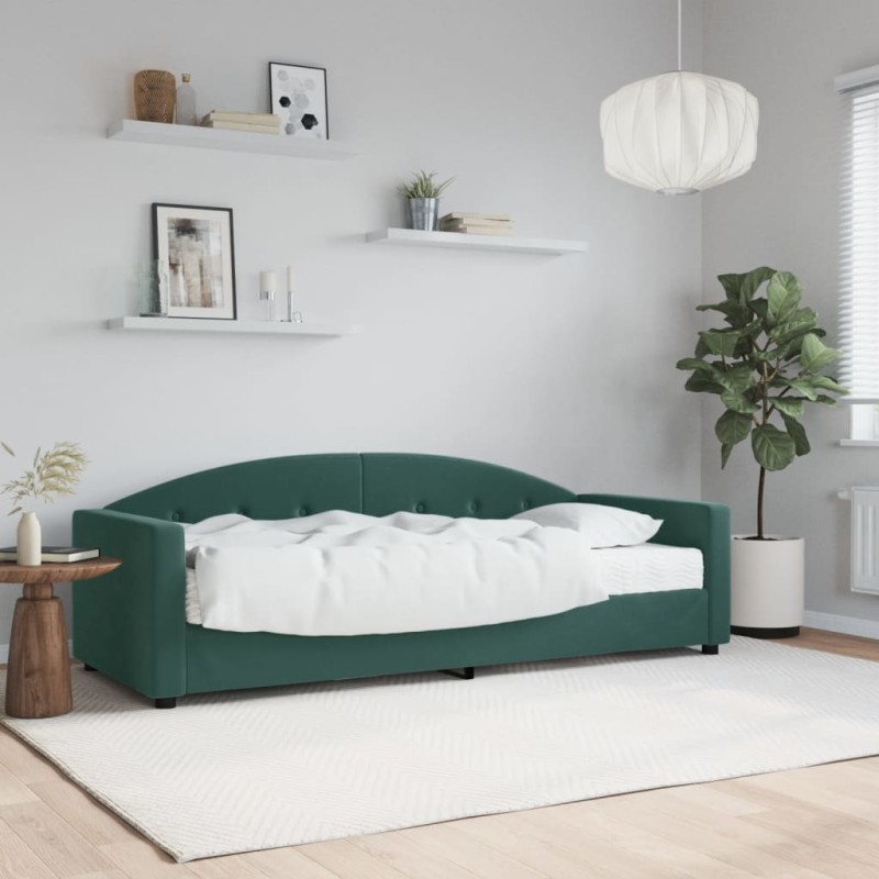 vidaXL Tagesbett mit Matratze Dunkelgrün 80x200 cm Samt vidaXL Tagesbett mit Matratze Dunkelgrün 80x200 cm Samt