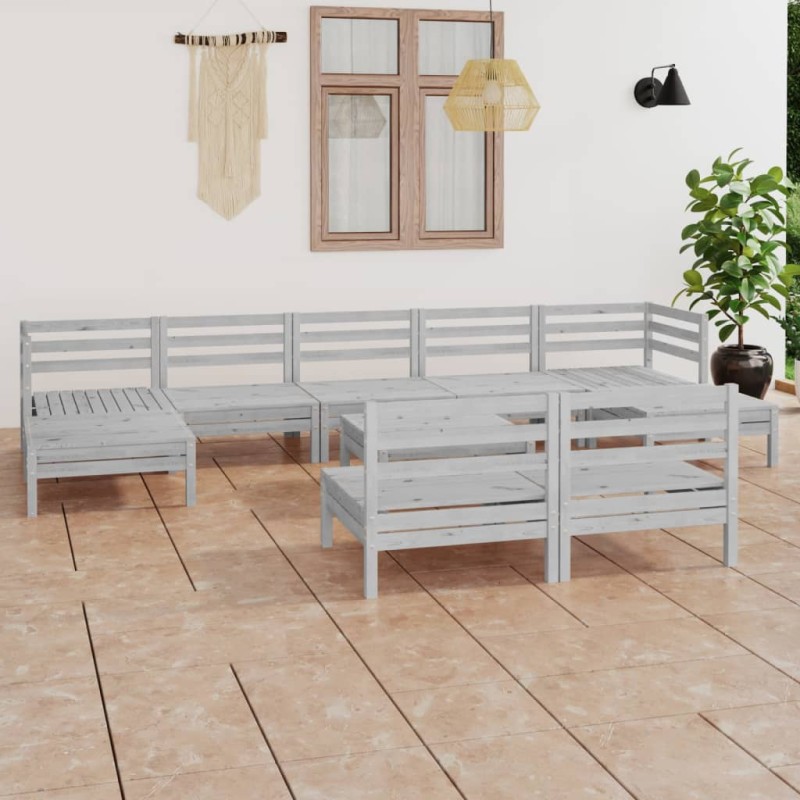 vidaXL 10-tlg. Garten-Lounge-Set Weiß Kiefer Massivholz vidaXL 10-tlg. Garten-Lounge-Set Weiß Kiefer Massivholz