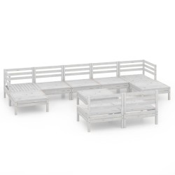 vidaXL 10-tlg. Garten-Lounge-Set Weiß Kiefer Massivholz