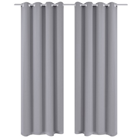 Verdunkelungs-Vorhänge mit Metallringen 135 x 245 cm Grau blackout