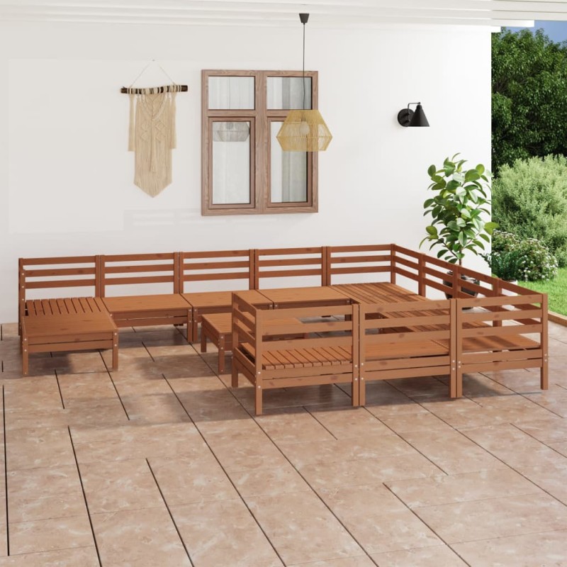 vidaXL 12-tlg. Garten-Lounge-Set Honigbraun Massivholz Kiefer vidaXL 12-tlg. Garten-Lounge-Set Honigbraun Massivholz Kiefer