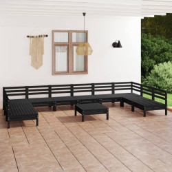 vidaXL 11-tlg. Garten-Lounge-Set Schwarz Massivholz Kiefer