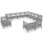 vidaXL 12-tlg. Garten-Lounge-Set Massivholz Kiefer Grau vidaXL 12-tlg. Garten-Lounge-Set Massivholz Kiefer Grau