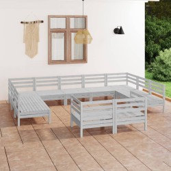 vidaXL 11-tlg. Garten-Lounge-Set Weiß Massivholz Kiefer