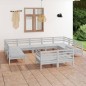 vidaXL 11-tlg. Garten-Lounge-Set Weiß Massivholz Kiefer vidaXL 11-tlg. Garten-Lounge-Set Weiß Massivholz Kiefer