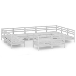 vidaXL 11-tlg. Garten-Lounge-Set Weiß Massivholz Kiefer