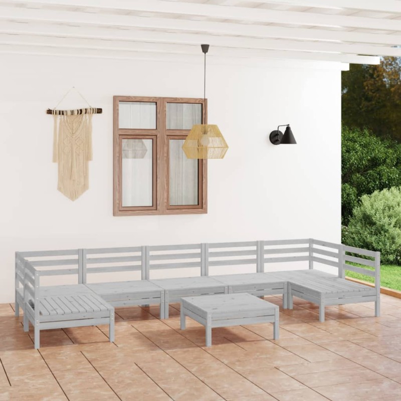 vidaXL 8-tlg. Garten-Lounge-Set Weiß Massivholz Kiefer vidaXL 8-tlg. Garten-Lounge-Set Weiß Massivholz Kiefer