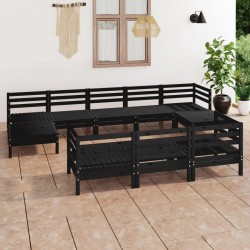 vidaXL 10-tlg. Garten-Lounge-Set Schwarz Massivholz Kiefer