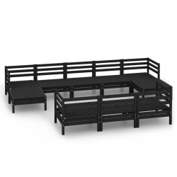 vidaXL 10-tlg. Garten-Lounge-Set Schwarz Massivholz Kiefer