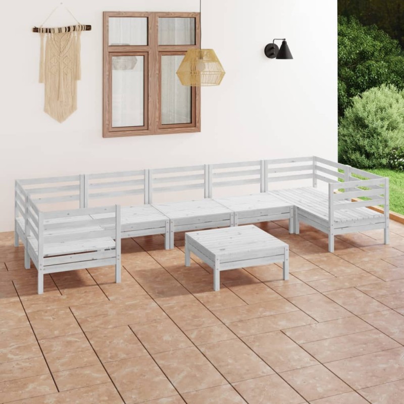 vidaXL 8-tlg. Garten-Lounge-Set Weiß Massivholz Kiefer vidaXL 8-tlg. Garten-Lounge-Set Weiß Massivholz Kiefer