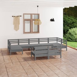 vidaXL 10-tlg. Garten-Lounge-Set Grau Massivholz Kiefer