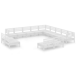 vidaXL 13-tlg. Garten-Lounge-Set Massivholz Kiefer Weiß