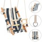 vidaXL Babyschaukel mit Sicherheitsgurt Baumwolle Holz Blau vidaXL Babyschaukel mit Sicherheitsgurt Baumwolle Holz Blau