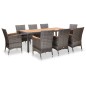 9-tlg. Garten-Essgruppe mit Kissen Poly Rattan Grau 9-tlg. Garten-Essgruppe mit Kissen Poly Rattan Grau